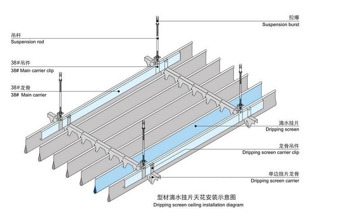 水滴掛片吊頂安裝示意圖